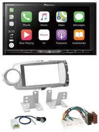 Автомагнитола для Toyota Yaris (2011–2014) Pioneer 2-DIN MP3 USB DAB DVD Bluetooth серебристая