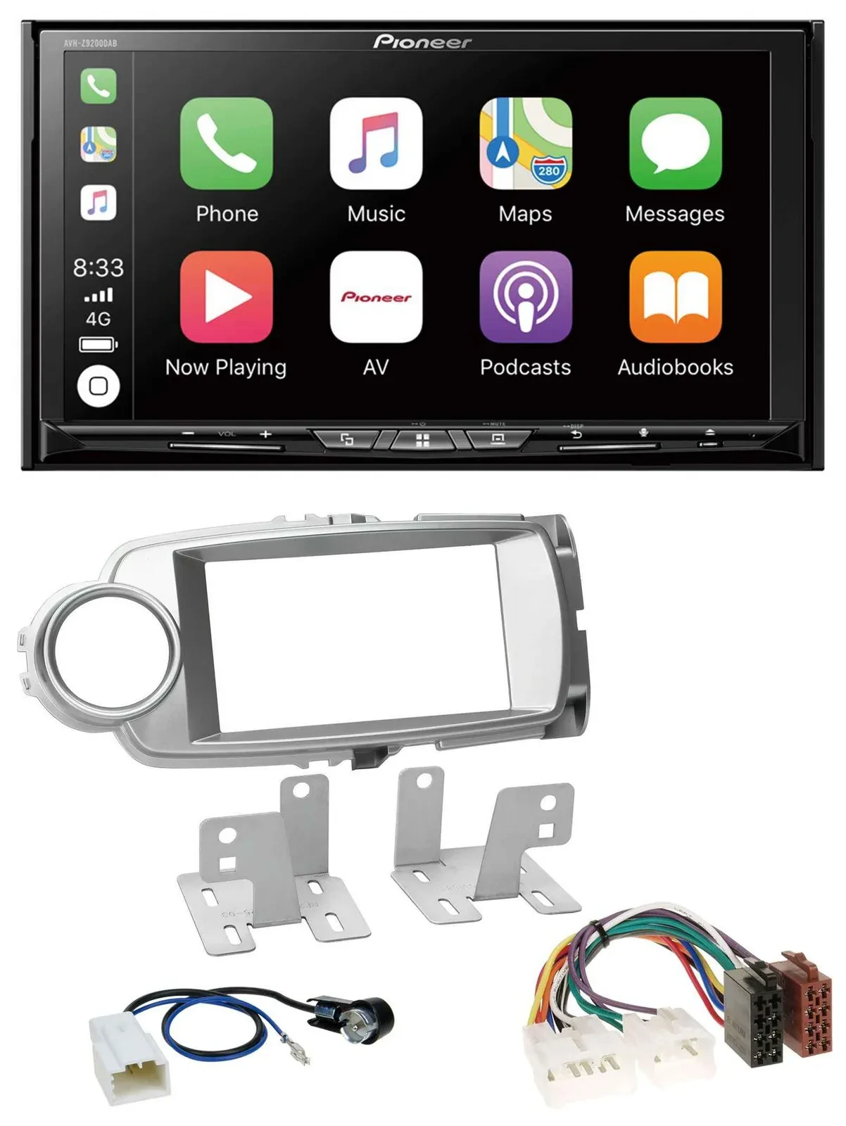 Автомагнитола для Toyota Yaris (2011–2014) Pioneer 2-DIN MP3 USB DAB DVD Bluetooth серебристая