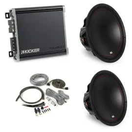 MTX 5515-22 15" 1600W DVC Subwoofers+Kicker Amplifier+Amp Kit Package