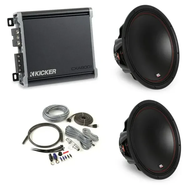 MTX 5515-22 15" 1600W DVC Subwoofers+Kicker Amplifier+Amp Kit Package