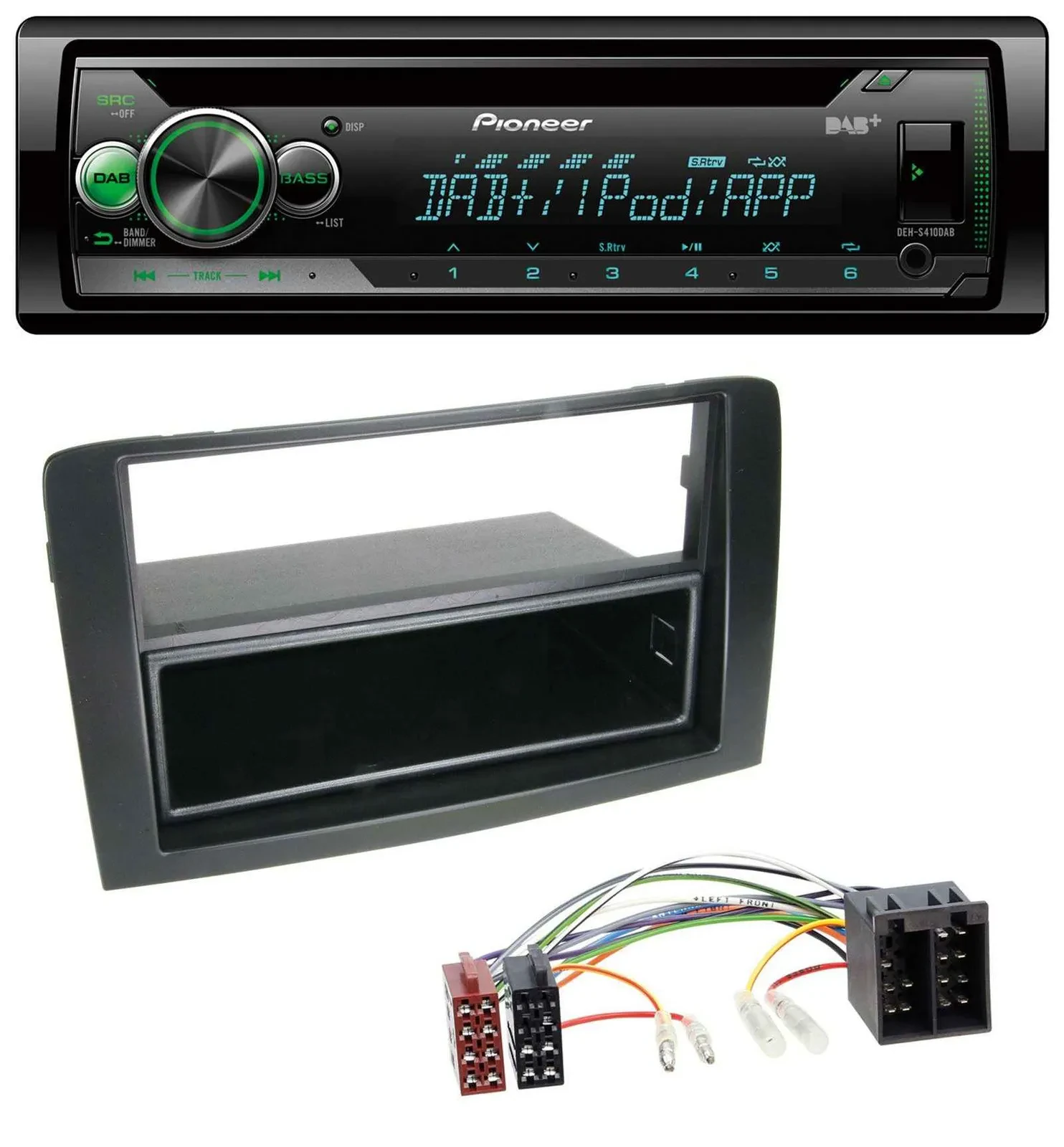 Автомагнитола для Fiat Idea (350, 2003–2011) Pioneer USB/MP3/DAB/AUX/CD, черный