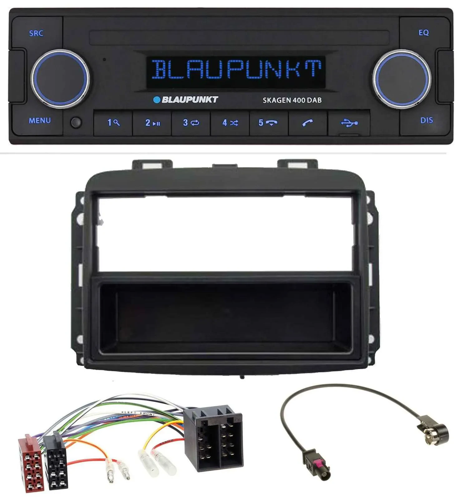 Blaupunkt DAB USB Bluetooth MP3 Autoradio für Fiat 500L (mit ISO, ab 2012)
