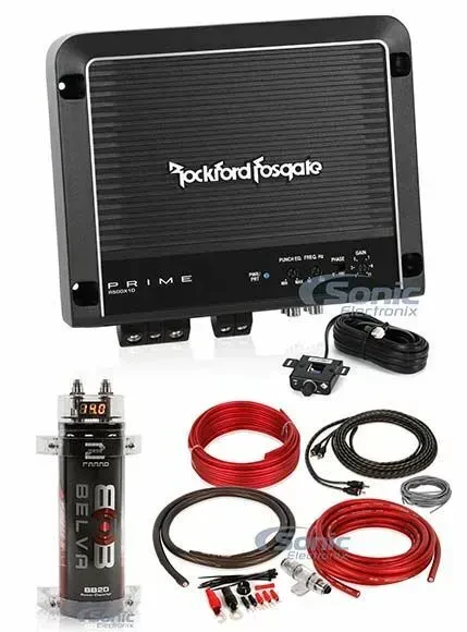 Усилитель мощности автомобильный Rockford Fosgate R500X1D 1-канальный 500W с комплектом проводки 4 AWG и конденсатором