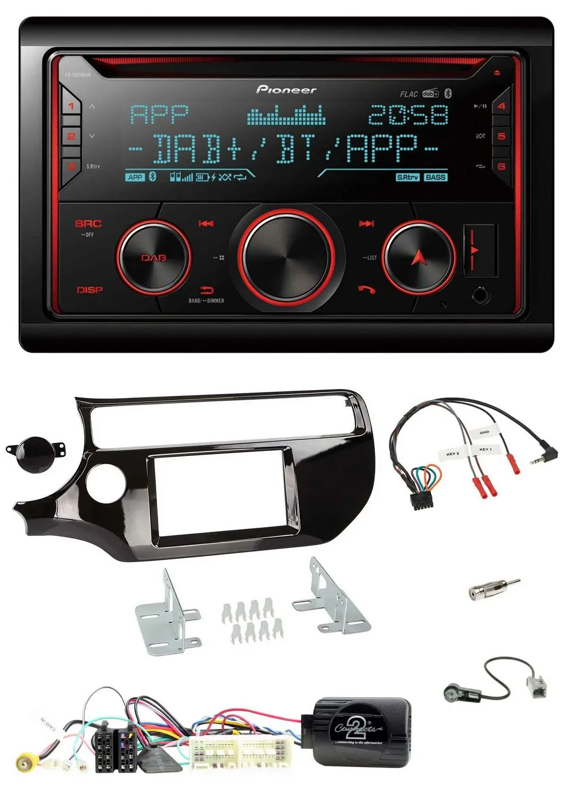 Автомагнитола Pioneer 2DIN DAB Bluetooth USB CD для Kia Rio UB (2017–2023) с поддержкой кнопок на руле