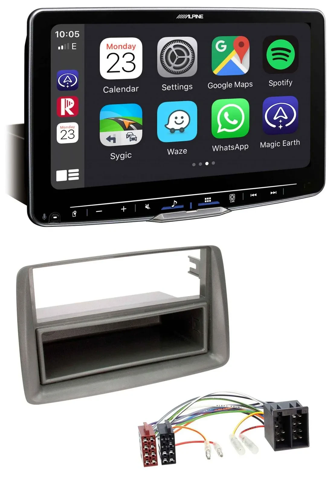 Alpine Bluetooth MP3 USB DAB Autoradio für Fiat Panda (169 2003-2012) grau