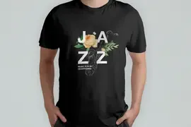 Футболка Popmerch WBXXL113 "Jazz Flowers" черная, женская, размер XXL