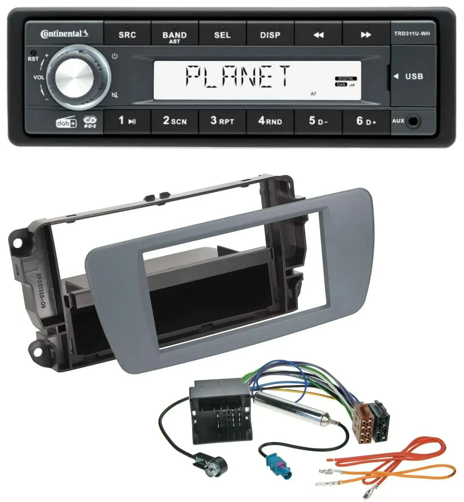 Автомагнитола для Seat Ibiza (с 2008) Continental 1DIN MP3 AUX USB DAB серый