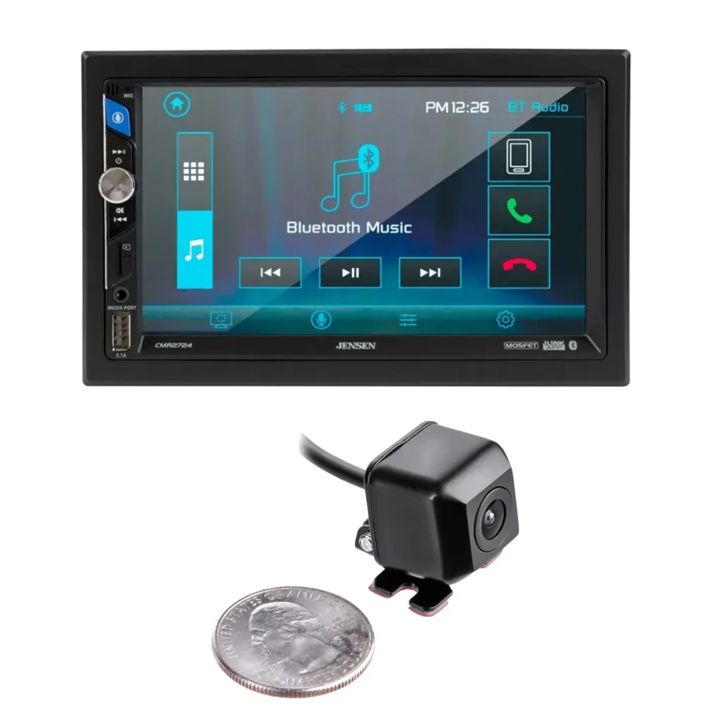 Jensen CMR2724 7" Digital Multimedia Receiver w/ 50% Off NVX XCADJ1 Backup Cam