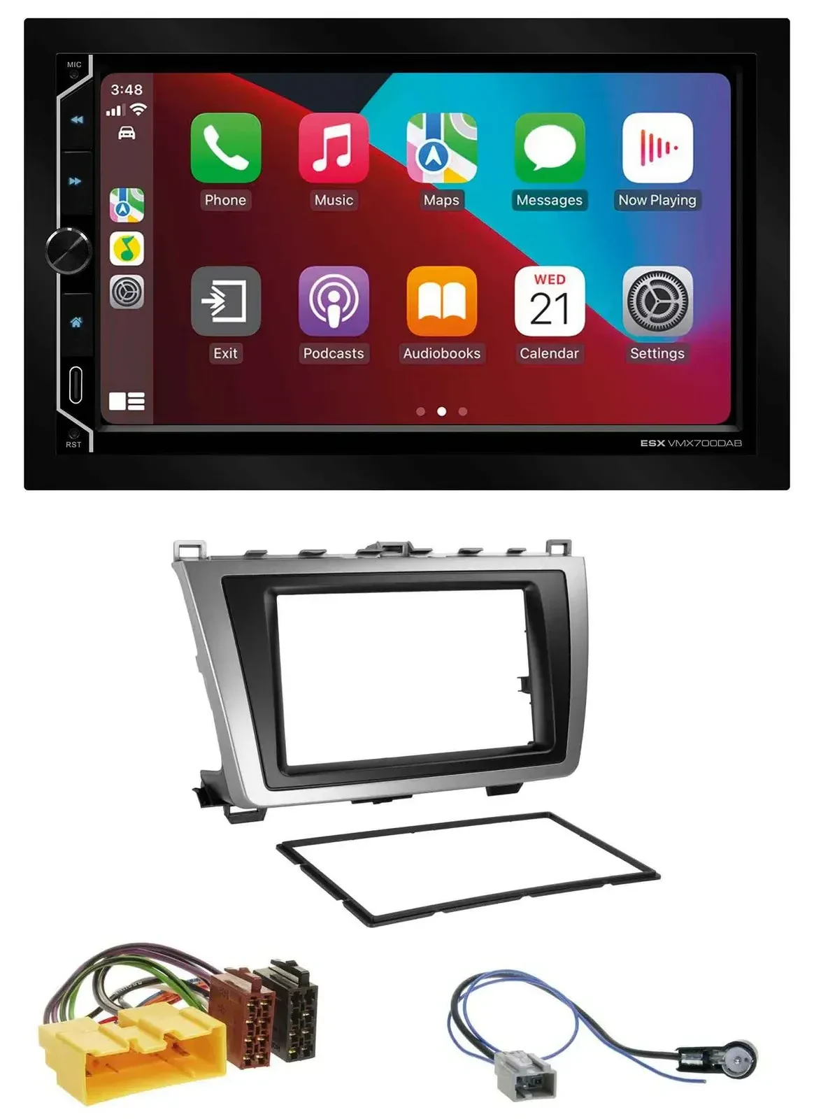 Автомагнитола для Mazda 6 (2008–2012) ESX 2-DIN, DAB, USB, Bluetooth, черно-серебристая