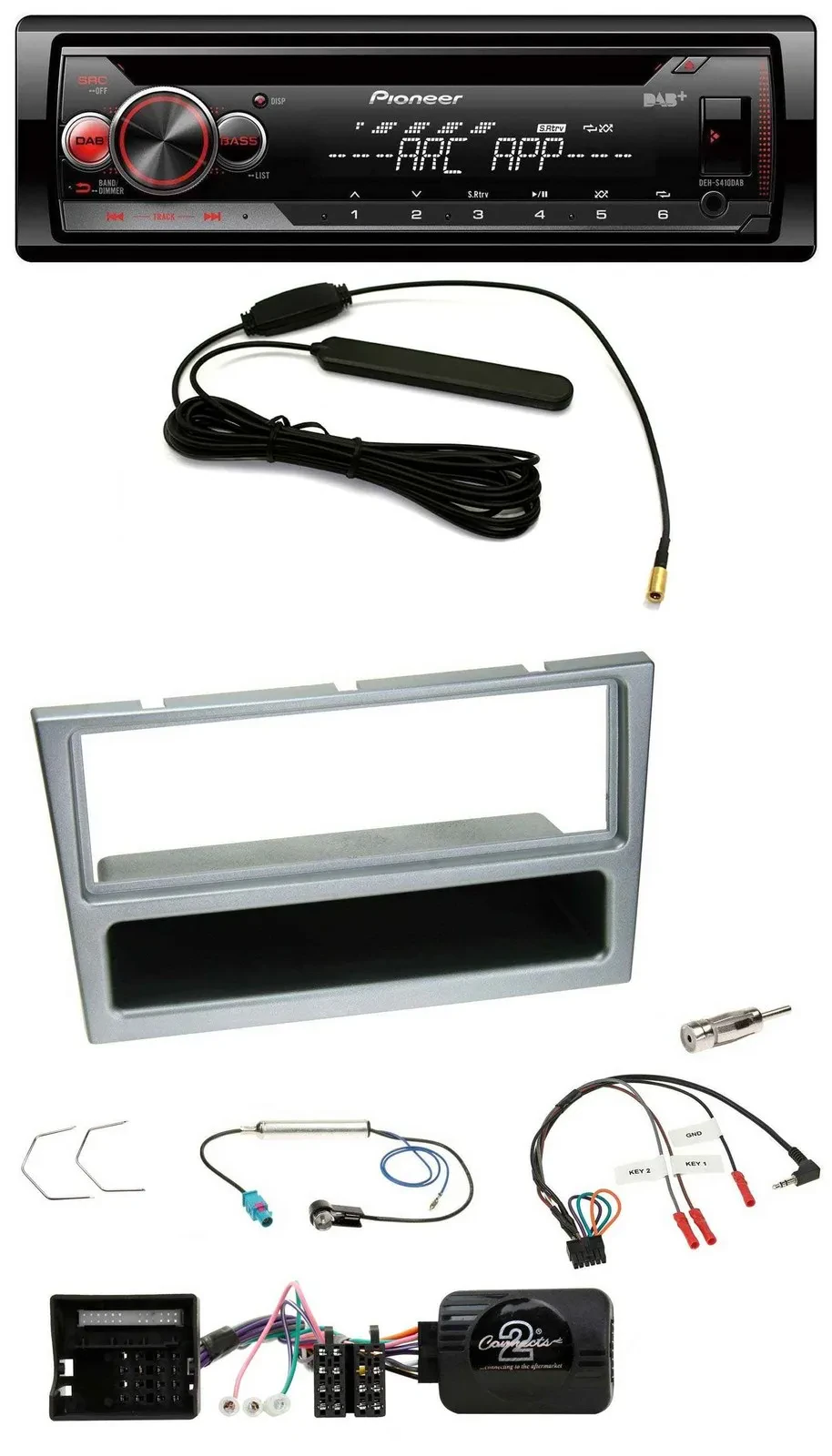 Pioneer CD USB Lenkrad DAB MP3 Autoradio für Opel Corsa C Tigra Meriva silber