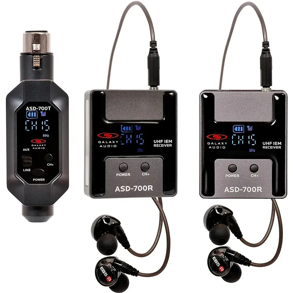 Galaxy Audio ASD-700-2 UHF Plug & Play Wireless In-Ear Monitor Twin Pack Sys B6