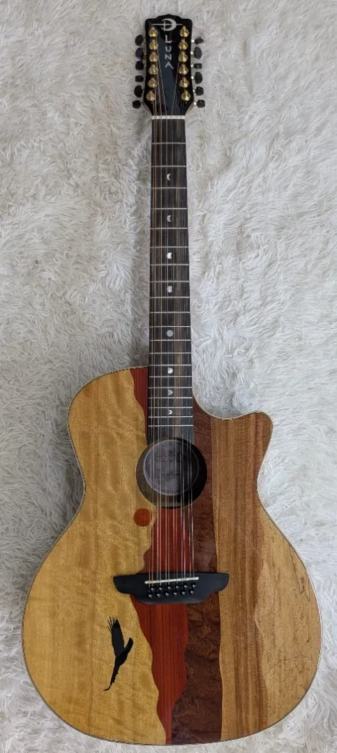 Luna Guitars Luna Vista Eagle 12 String  Tropical Wood Acoustic Electric Guitar w/Hard Case