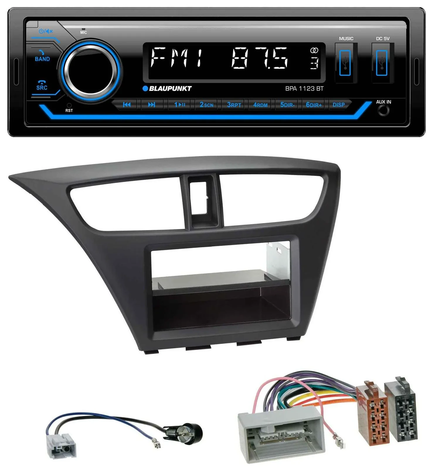 Blaupunkt MP3 Bluetooth USB AUX Autoradio für Honda Civic (ab 2012)