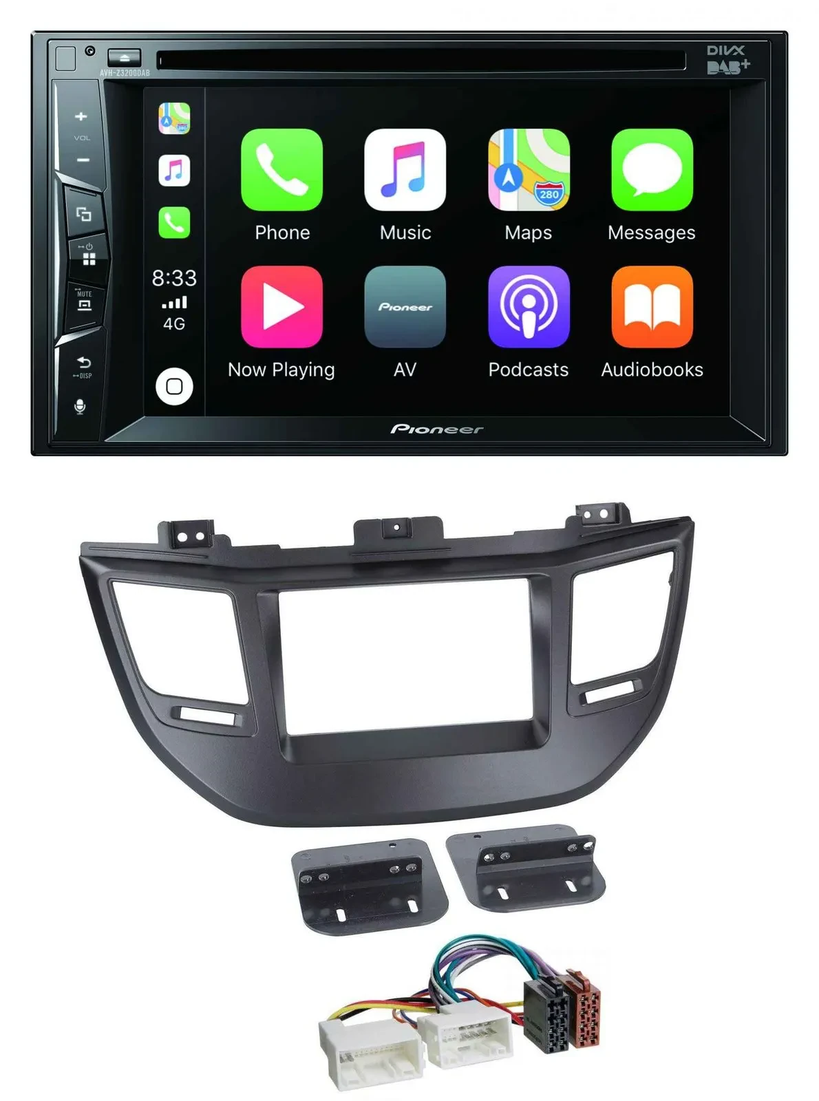 Автомагнитола для Hyundai Tucson Pioneer 2DIN MP3 USB DVD Bluetooth DAB черный