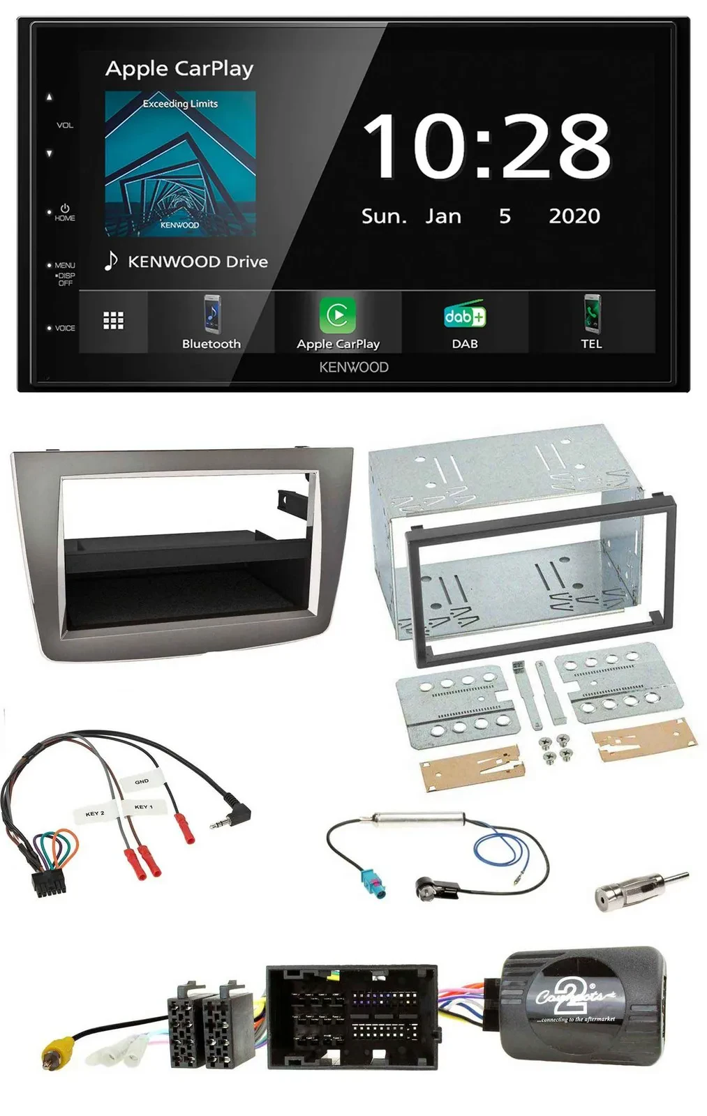 Автомагнитола Kenwood 2DIN, Bluetooth, DAB, USB для Alfa Romeo Mito 2014–2018