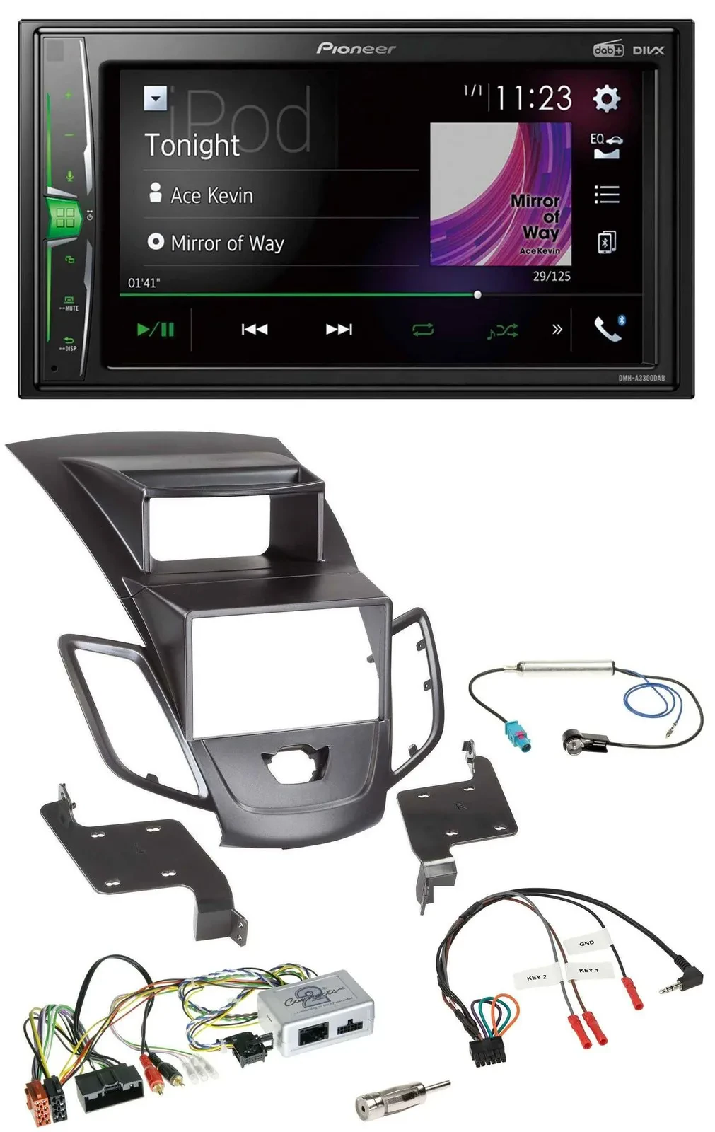 Pioneer 2DIN Lenkrad DAB USB Bluetooth Autoradio für Ford Fiesta 10-17 Display s
