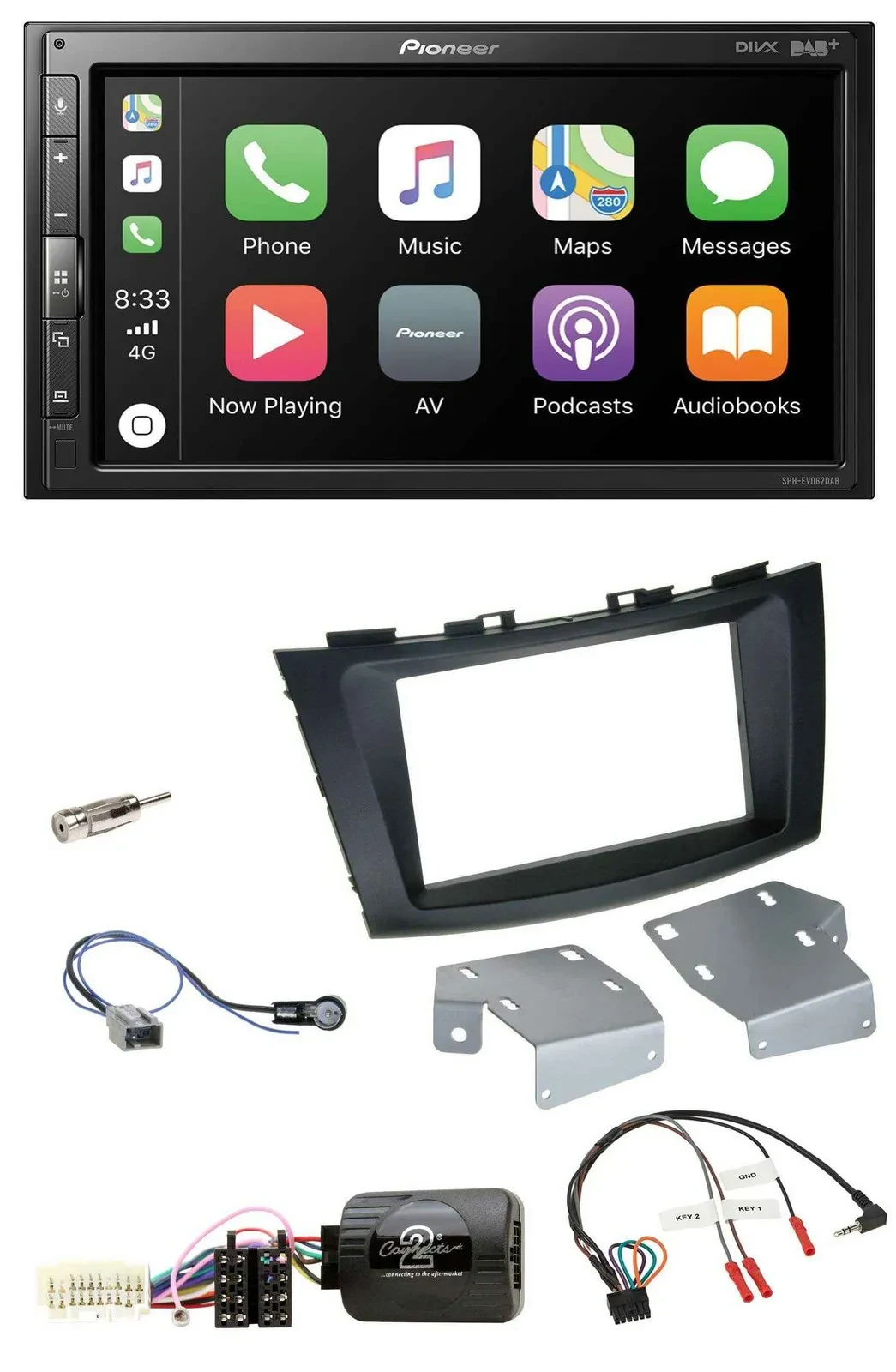 Автомагнитола Pioneer 2DIN DAB Bluetooth USB для Suzuki Swift (с 2011), поддержка управления на руле