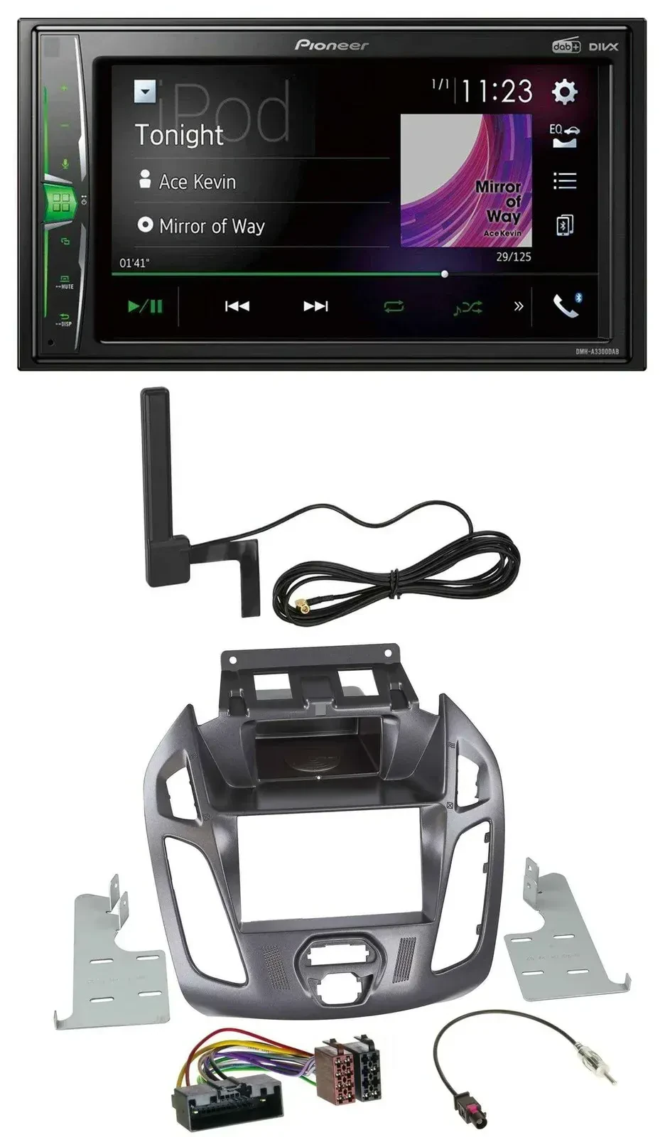 Автомагнитола для Ford Transit Pioneer 2 DIN, Bluetooth, DAB, AUX, MP3 (для версий без дисплея, 2012-)