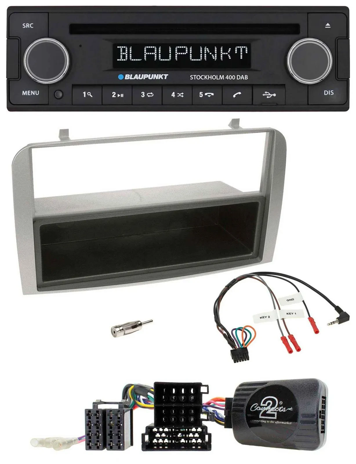 Blaupunkt Lenkrad Bluetooth DAB CD USB Autoradio für Alfa GT 147 07-10 silber Ab