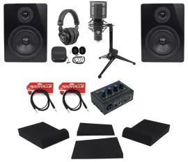 Rockville Home Studio Recording Kit w/ 2x2 Interface+Monitors+Mic+Headphones