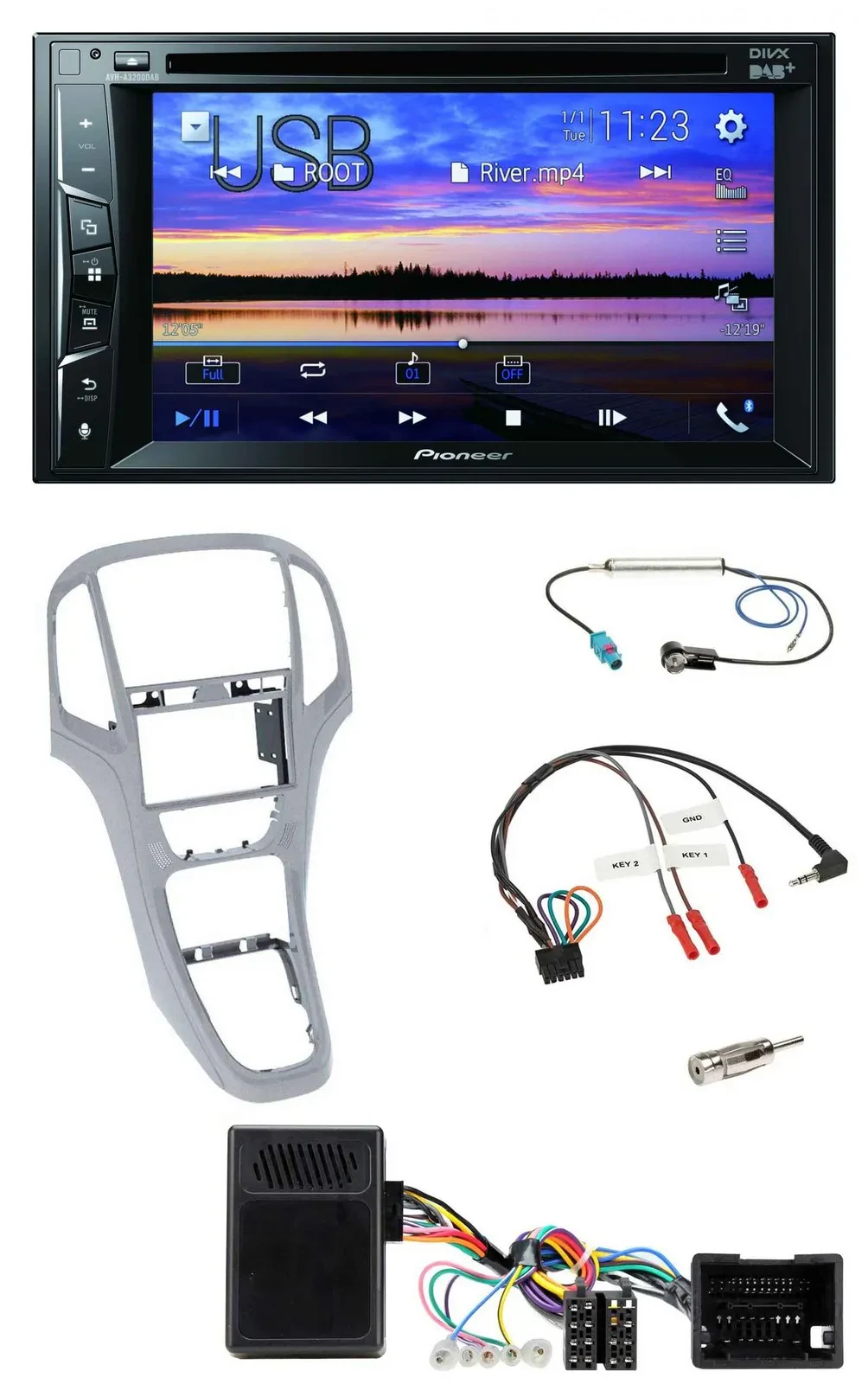 Автомагнитола для Opel Astra J Pioneer 2DIN Bluetooth USB DVD DAB