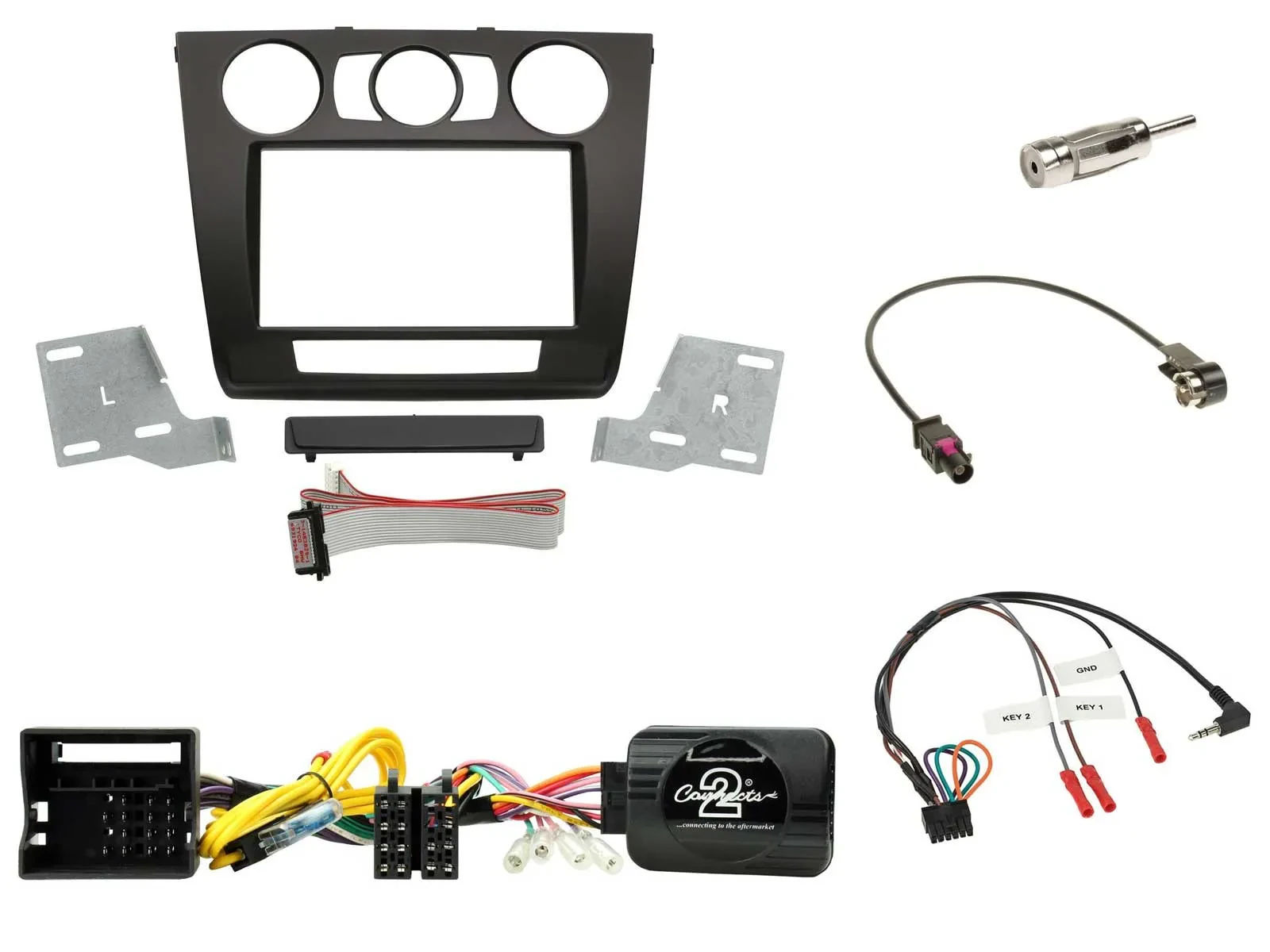 Einbauset Lenkradadapter Doppel DIN Autoradio für BMW 1er man. Klima E87/E88/E81