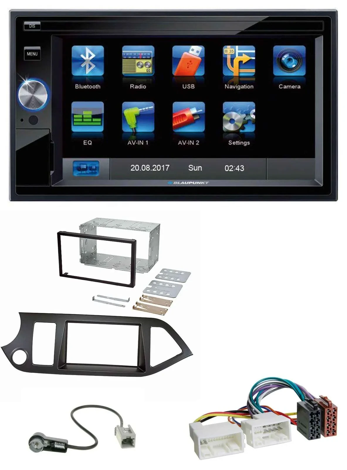 Blaupunkt SD Bluetooth 2DIN MP3 USB AUX Autoradio für Kia Picanto ab 11 Start-St