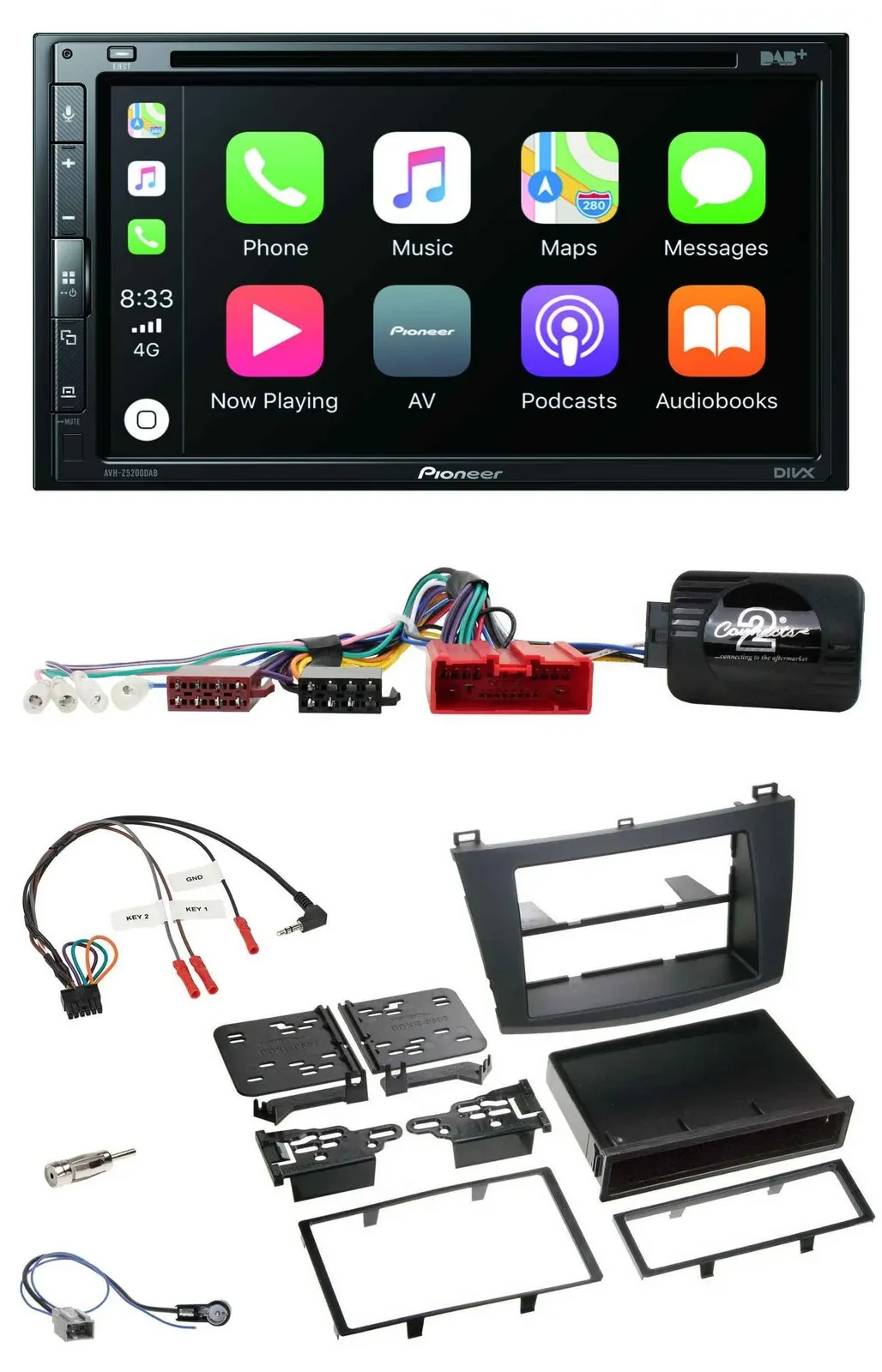 Pioneer DVD 2DIN Lenkrad DAB Bluetooth USB Autoradio für Mazda 3 09-13 Can-Bus