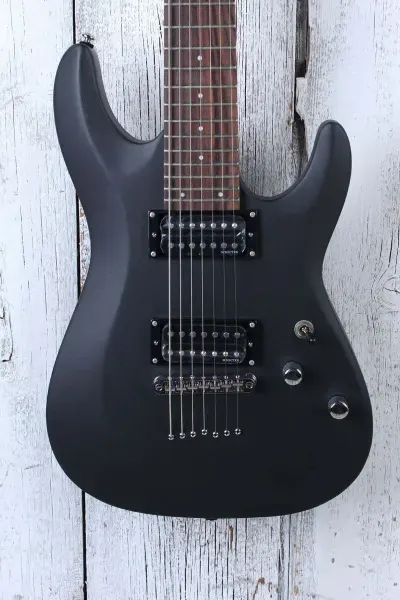 Schecter C-7 Deluxe 7 String Solid Body Electric Guitar Satin Black Finish