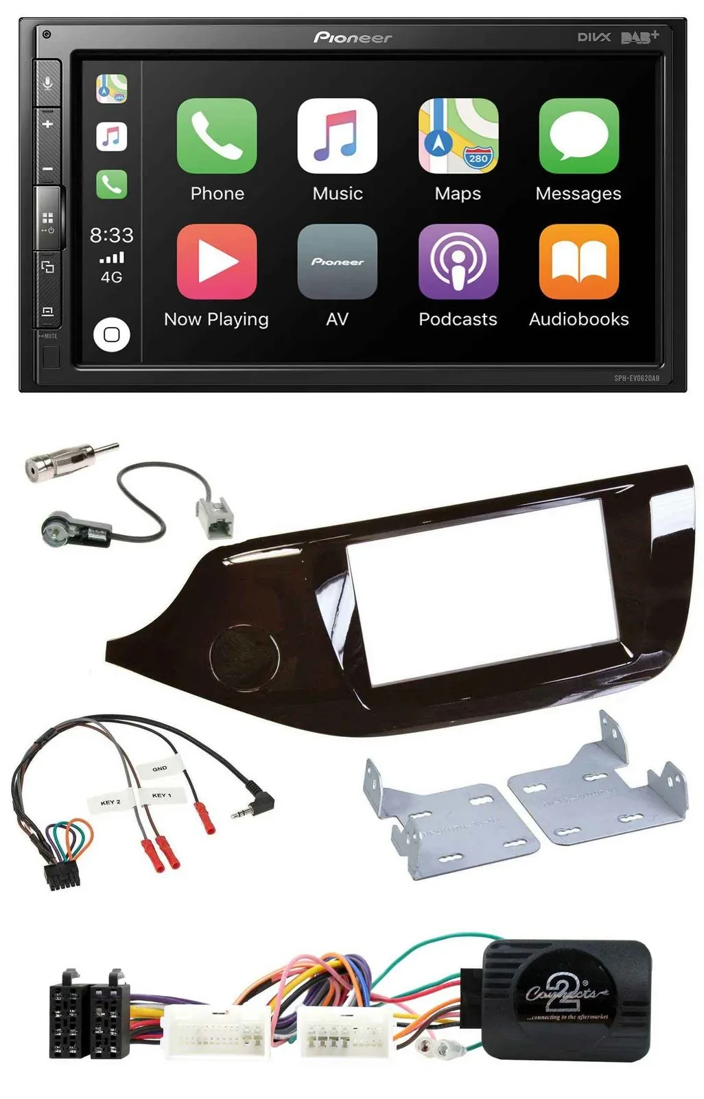 Автомагнитола Pioneer 2-DIN DAB Bluetooth USB для Kia Ceed (с 2012), глянцевая