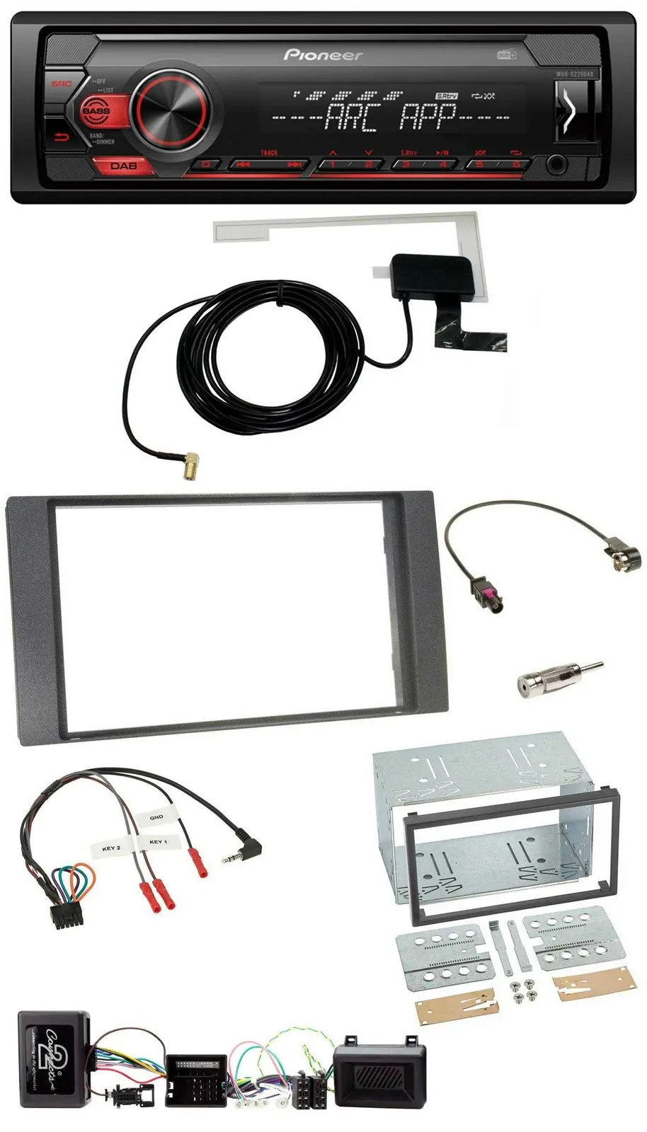 Автомагнитола для Ford Kuga 2008–2012 Pioneer 1DIN USB DAB MP3 антрацит, поддержка управления на руле