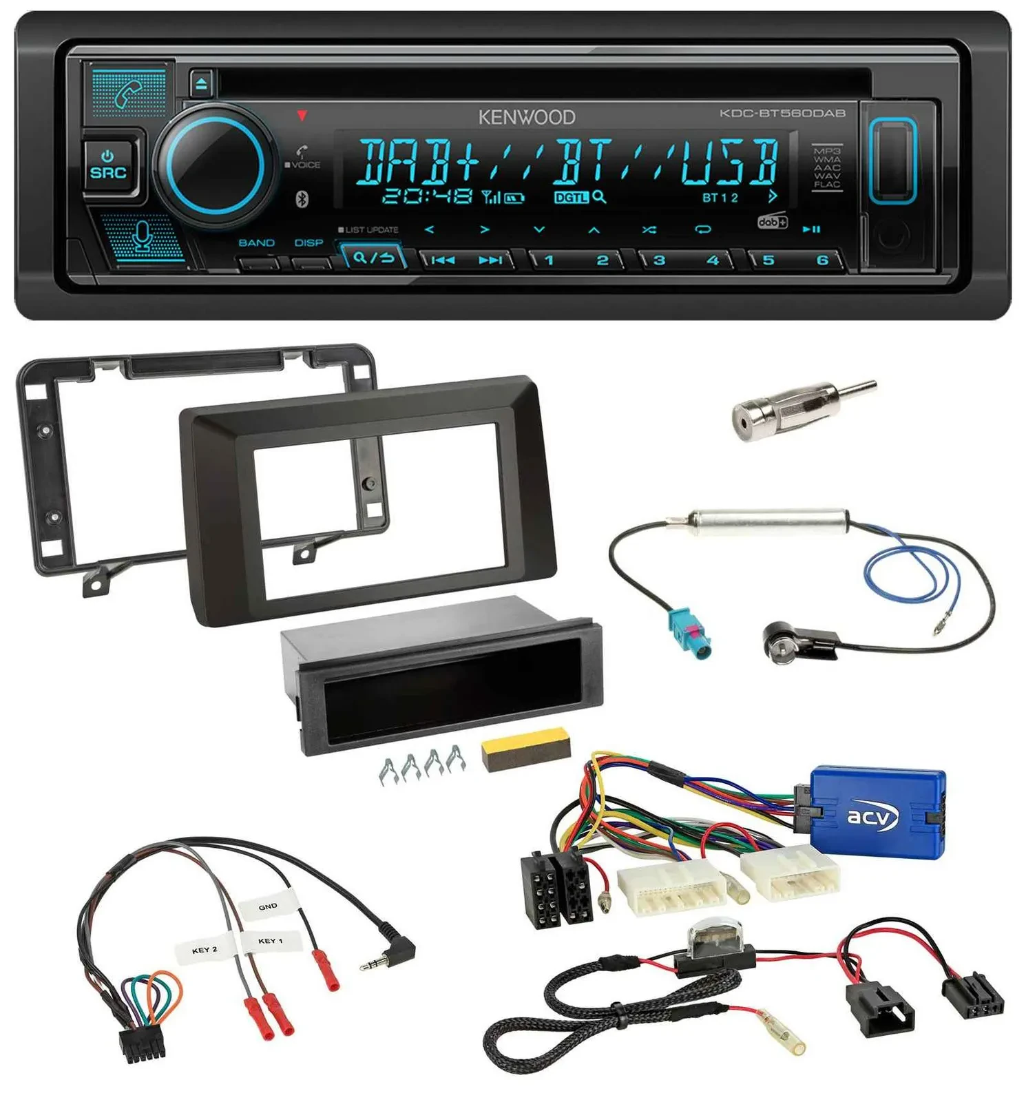 Автомагнитола для Dacia Duster (с 2021) Kenwood Bluetooth, DAB, CD, USB, управление с руля