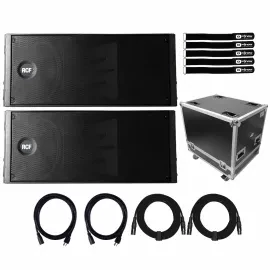 RCF HDL 20-A Active Powered Line Array DJ PA Speakers 2 Pack with Fight Case
