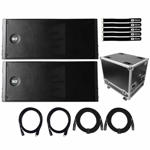 RCF HDL 20-A Active Powered Line Array DJ PA Speakers 2 Pack with Fight Case