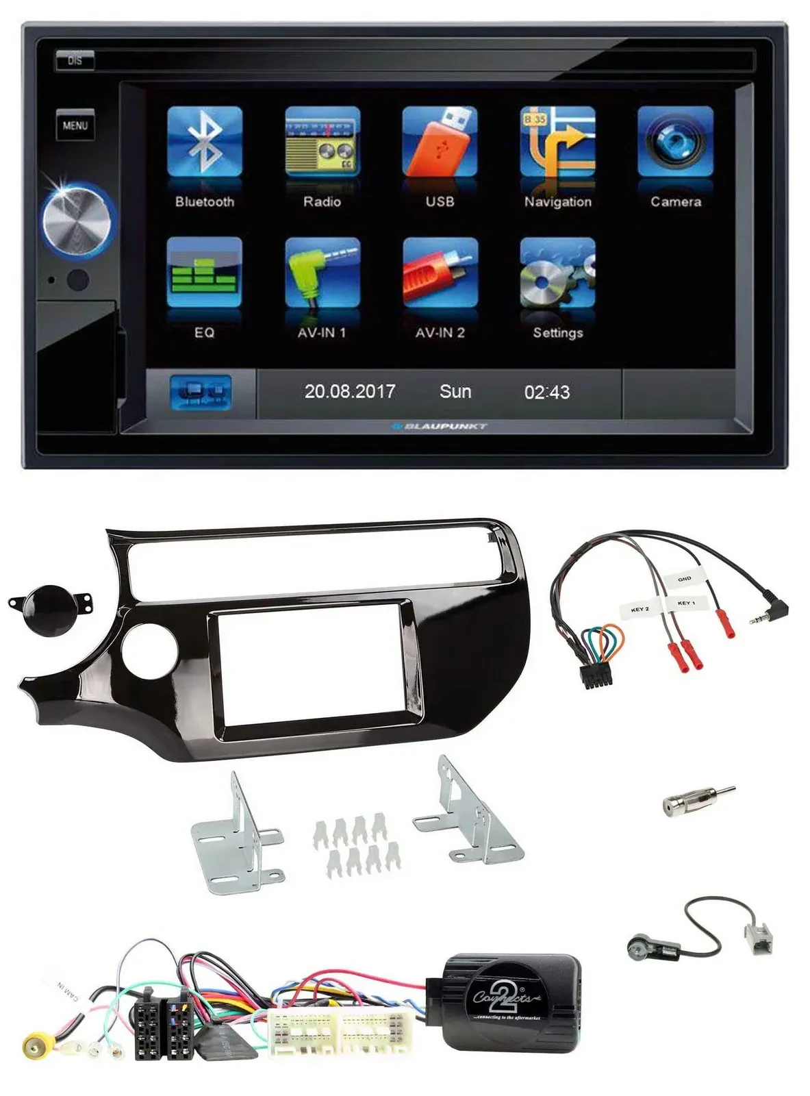 Blaupunkt Lenkrad USB Bluetooth TMC 2DIN Navigation für Kia Rio UB 2017-2023 pia