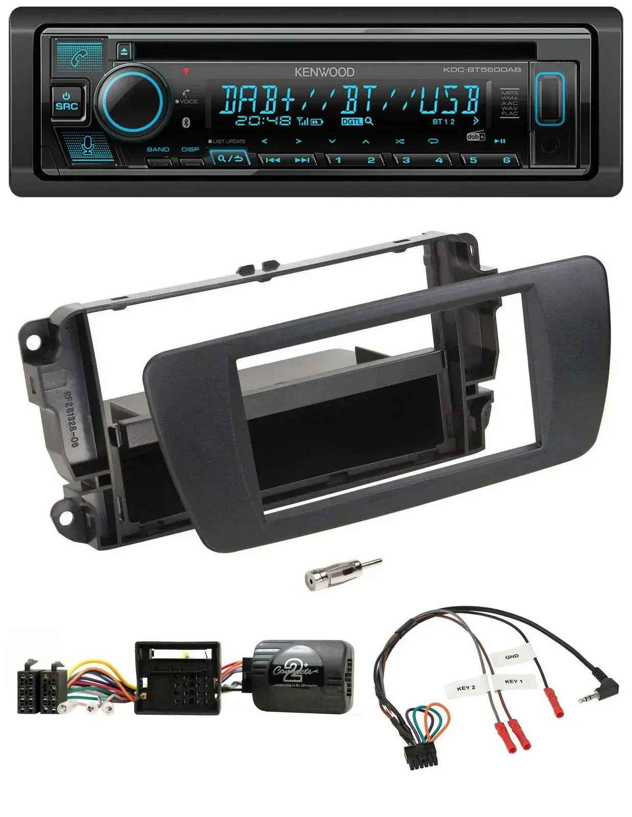 Автомагнитола для Seat Ibiza Kenwood Bluetooth, DAB, CD, USB, черный