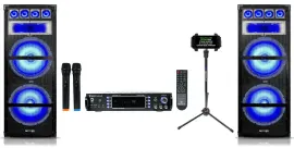 Technical Pro Dual 15" LED Karaoke Speakers+Bluetooth Amplifier+2) Wireless Mics