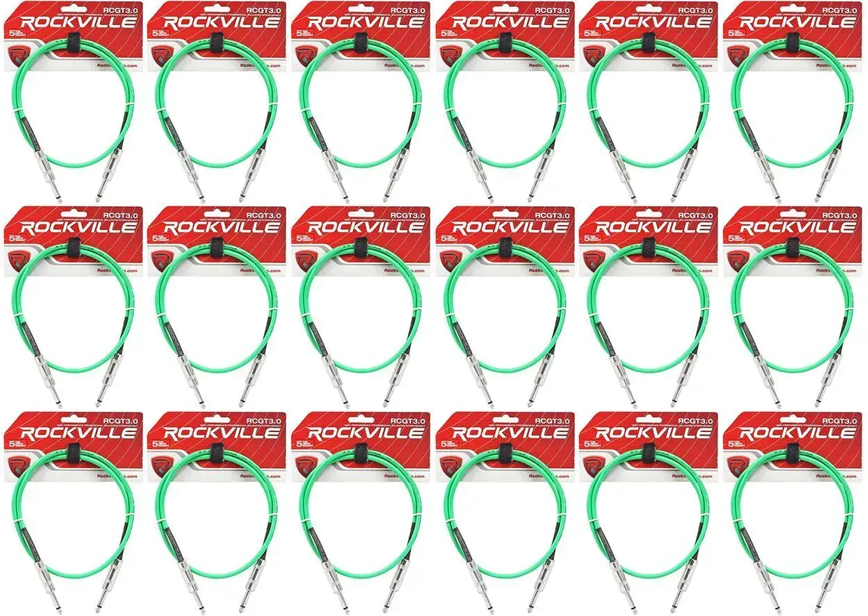 Инструментальный кабель Rockville RCGT3.0G Green 0.9 м (18 штук)
