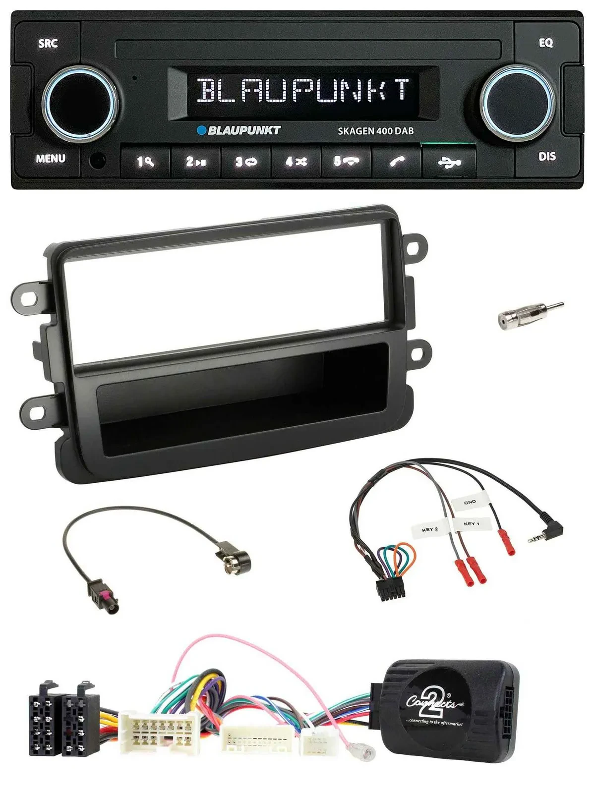 Blaupunkt DAB USB Bluetooth Lenkrad Autoradio für Dacia ab 2012 schwarz