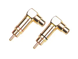 RCA-переходник ACV 30.4300-02 (гнездо–штекер), 90°, (набор, пара), красный и черный
