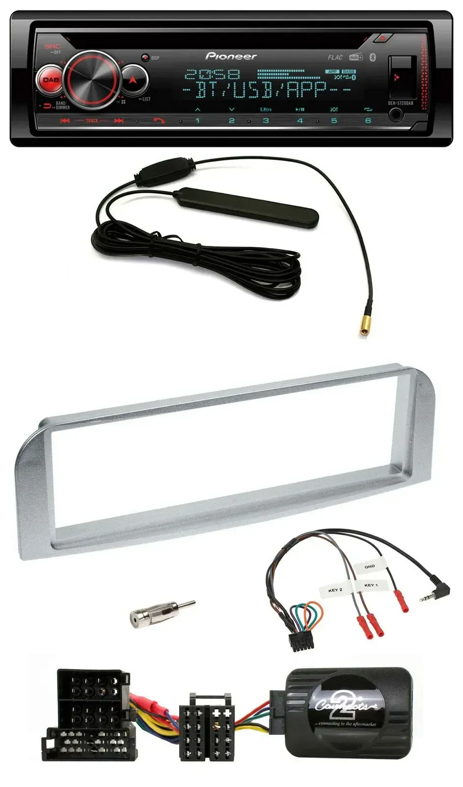 Автомагнитола Pioneer USB, DAB, Bluetooth, CD для Alfa Romeo 147/GT, серебристо-серый