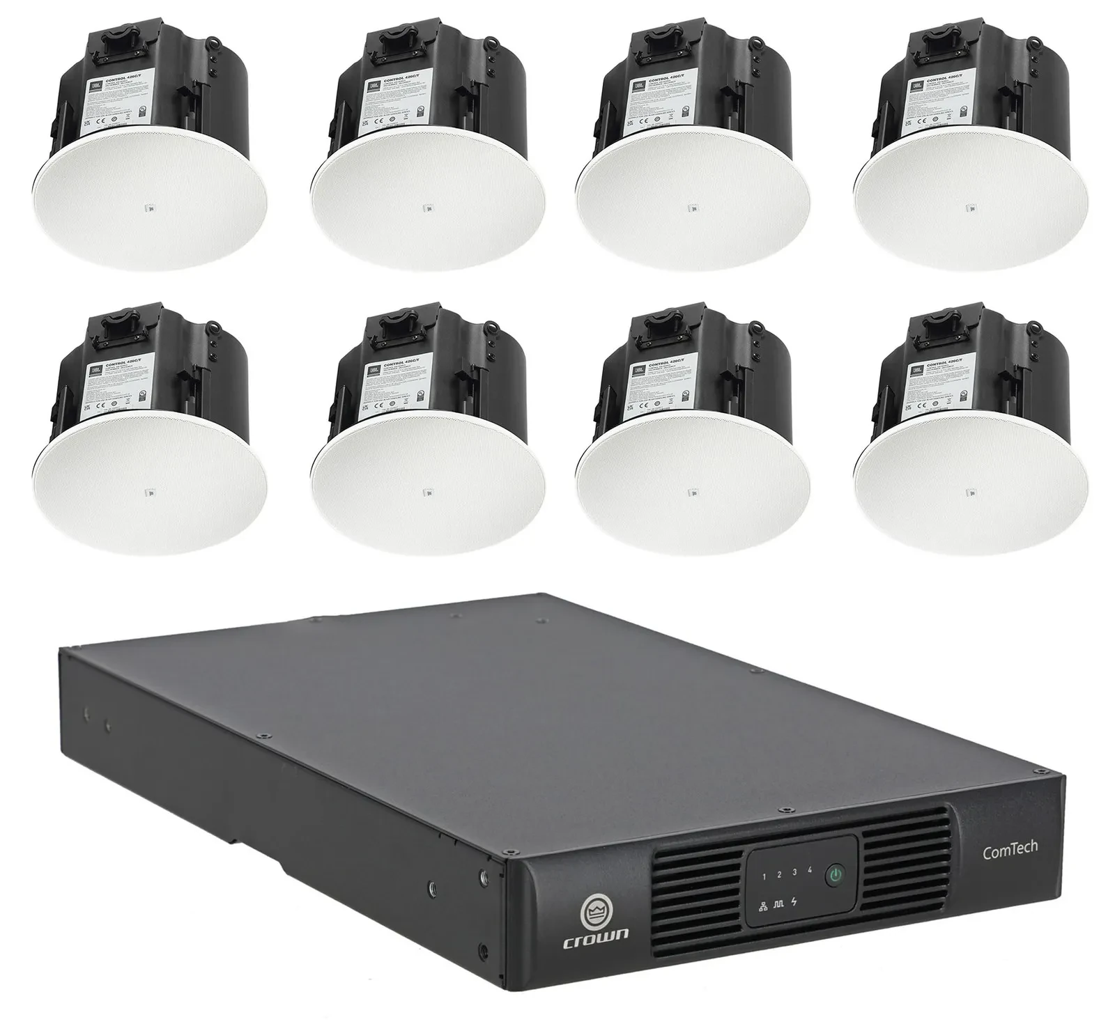 Акустическая система потолочная JBL Control 426C/T + Crown CTD-4125 6.5", 70V, усилитель 4-канальный (набор, 4 шт.)