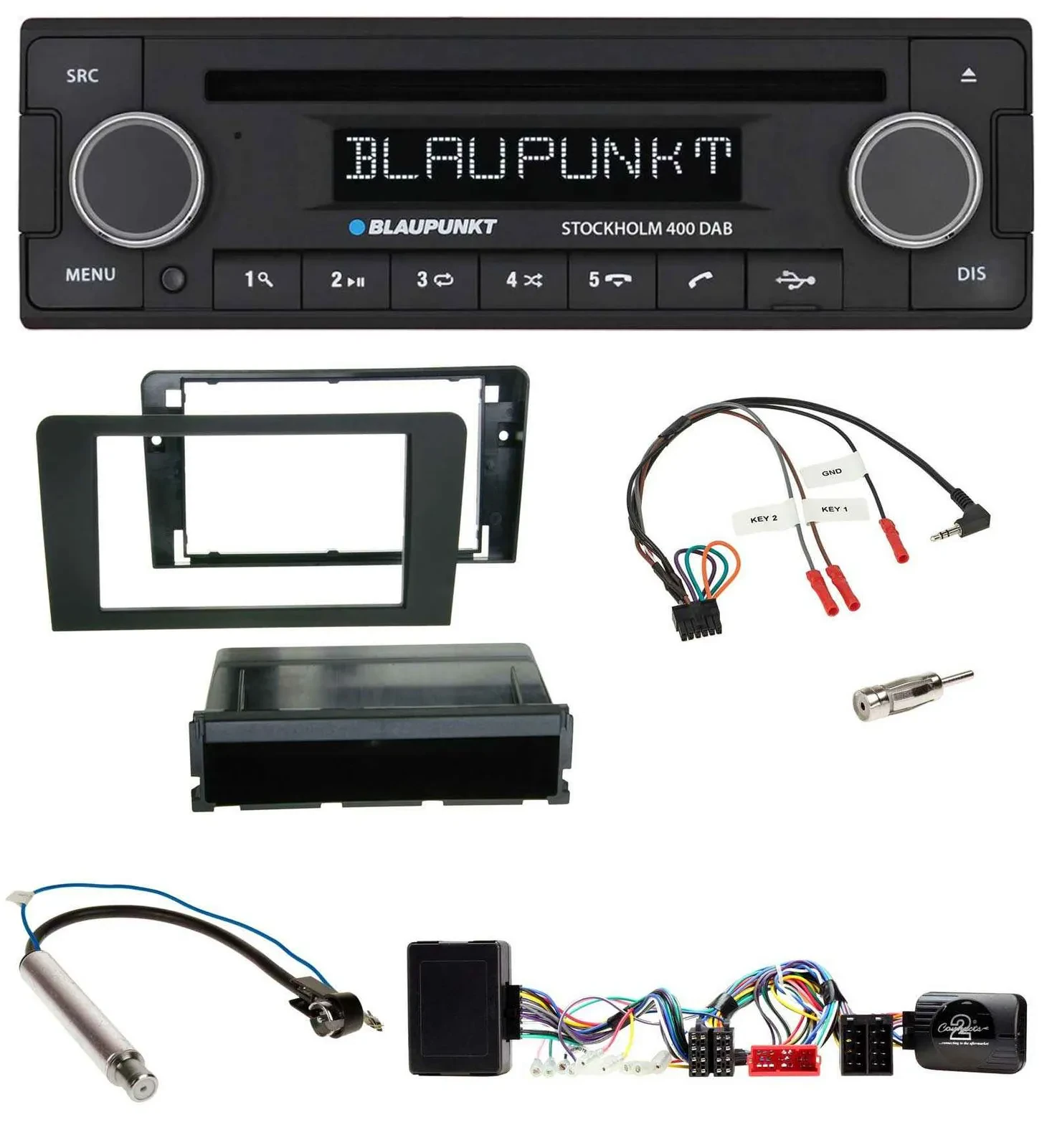 Blaupunkt Lenkrad Bluetooth DAB CD USB Autoradio für Audi A3 Symphony Aktivsyste