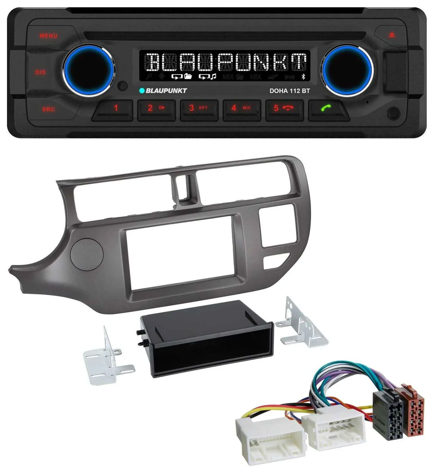 Blaupunkt AUX MP3 CD Bluetooth USB Autoradio für Kia Rio UB 2011-2014 anthrazit