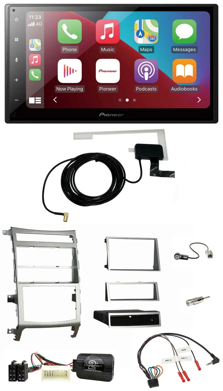 Автомагнитола Pioneer 2 DIN, USB, Bluetooth, DAB, для Hyundai IX55 (2009–2012), серебристый