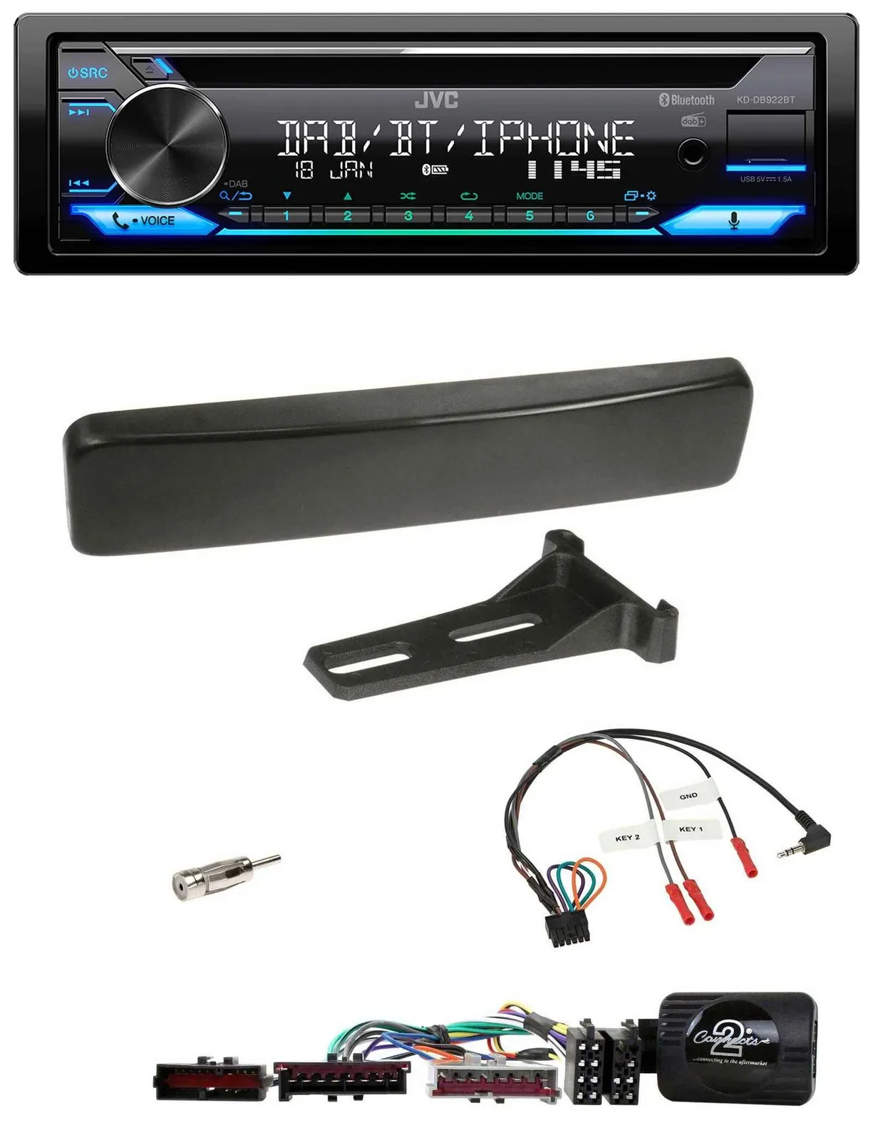 JVC Bluetooth Lenkrad USB DAB CD Autoradio für Ford Focus Mondeo schwarz