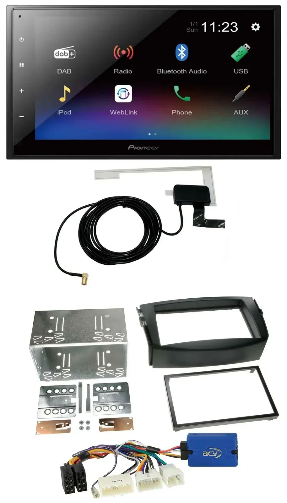 Автомагнитола для Toyota RAV4 Pioneer 2DIN, DAB, MP3, Bluetooth, USB, 28-pin (2011–2013)