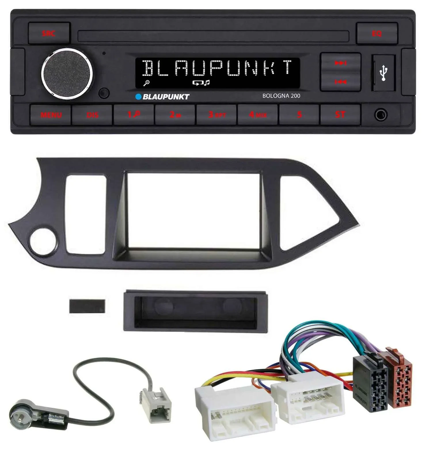 Blaupunkt MP3 AUX USB 1DIN Autoradio für Kia Picanto ab 2011 Start-Stop