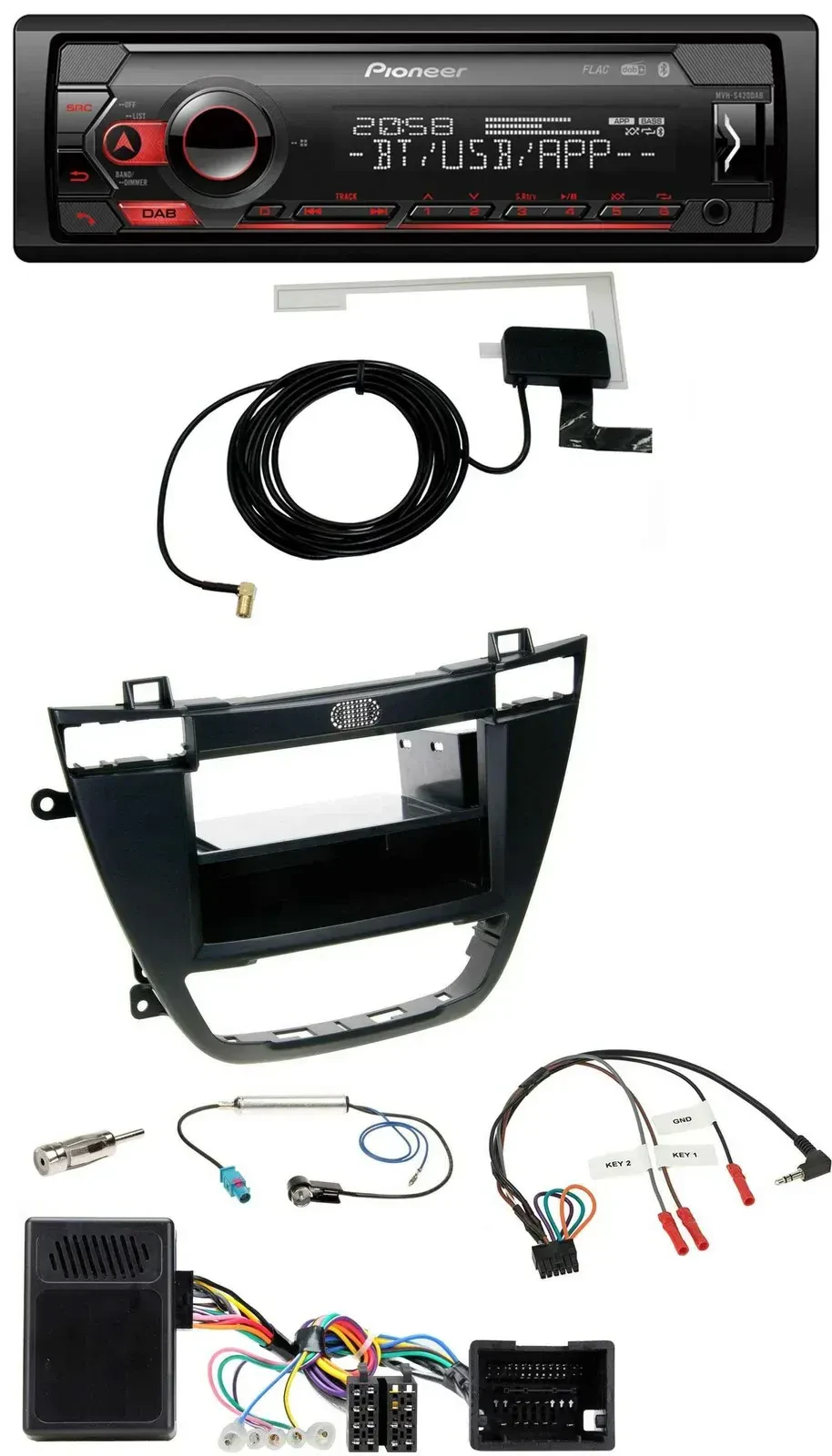 Автомагнитола Pioneer DAB, USB, Bluetooth, для Opel Insignia (с 2008), черный, с поддержкой управления на руле