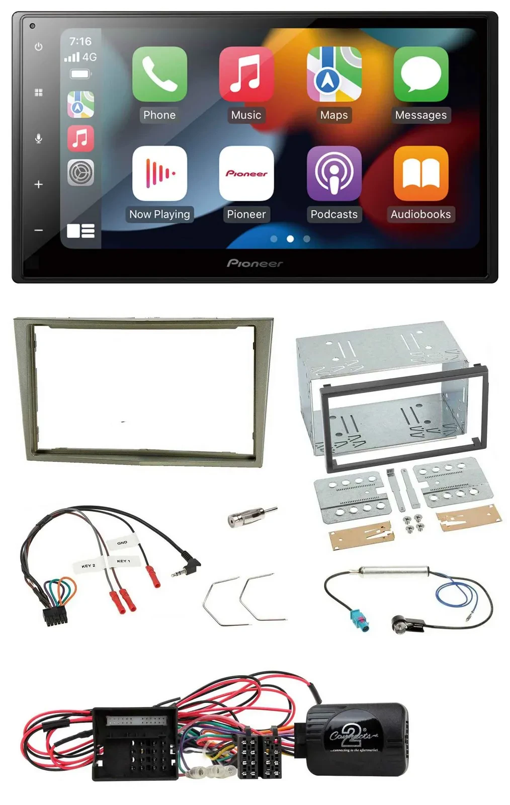 Автомагнитола Pioneer 2-DIN DAB, Bluetooth, USB, поддержка управления с руля для Opel Corsa D, Satin Stone
